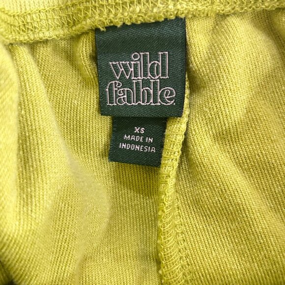 Wild Fable Velour Pants Womens XS Lime Green Flared Drawstring Waist Pockets - Picture 3 of 9